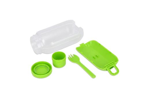 All-in-One Lunch Bowl Container with Sauce Compartment & Spoon-fork Light green