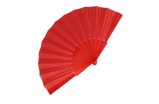 Hand fan plastic &amp; polyester Red