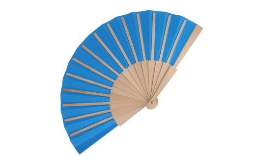 Hand fan wood &amp; R-PET Light blue