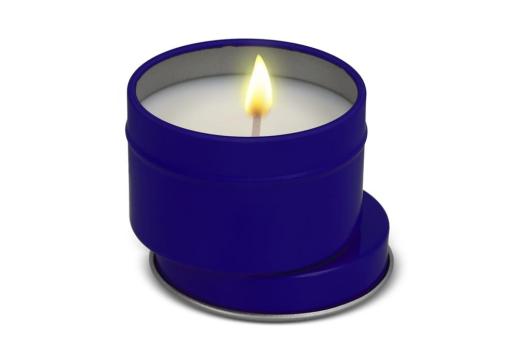 Dhyana-Duftkerze auf Pflanzenbasis in recycelter Dose Blau