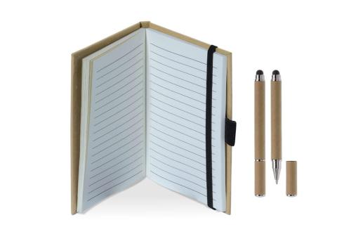 Cardboard notebook A6 + pen LT87949 Brown