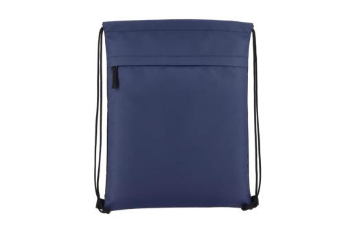 PU coated R-PET 600D Drawstring bag 33 x 42 cm Dark blue