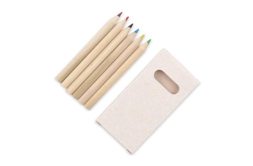 6 Buntstifte in einer Schachtel aus recyceltem Milchkarton Ecru