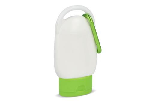 Sonnenschutzlotion mit Karabiner SPF30 aus recyceltem Material 30ml Hellgrün