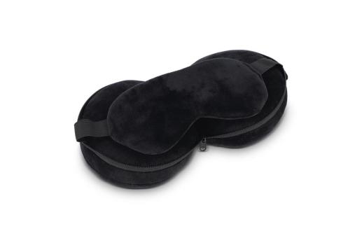 Travel eyemask pillow with zippered case Black