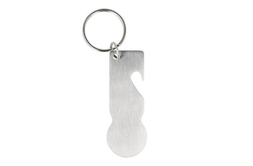 Edelstahl Schlüsselanhänger mit Einkaufswagenlöser Silber