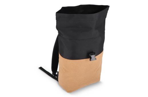 Rolltop-Rucksack Kork & R-PET 18L Schwarz