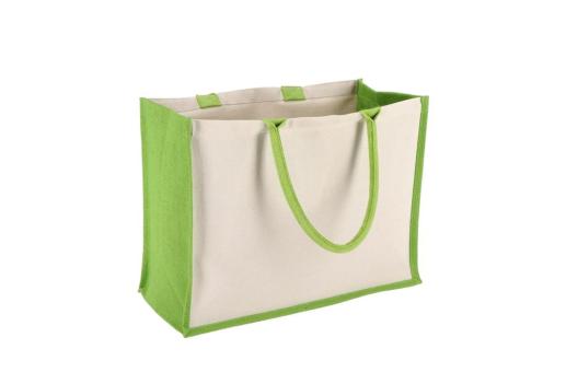 Jute-Baumwolle Tragetasche OEKO-TEX® 42,5 x 19 x 32cm 320g/m² Hellgrün