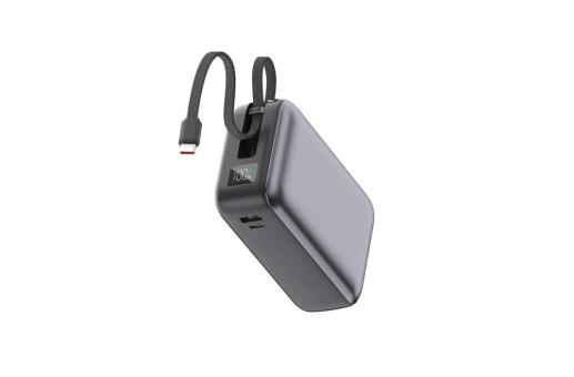 Nova Laptop 65W Powerbank mit integriertem USB-C-Kabel 30000 mAh Dunkelgrau