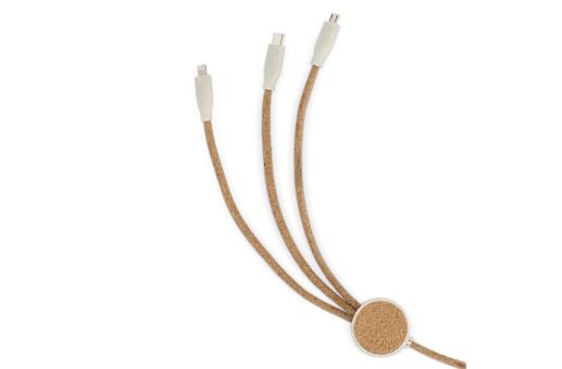 Cork 3 in 1 PD charging &amp; data cable Nature