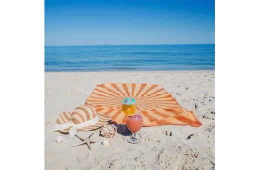 R-PET quick dry beach towel 100x180cm with pouch (200g/m²) sublimation Orange