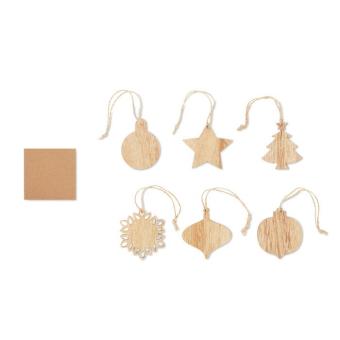 CHRISET Set of wooden Xmas ornaments Timber