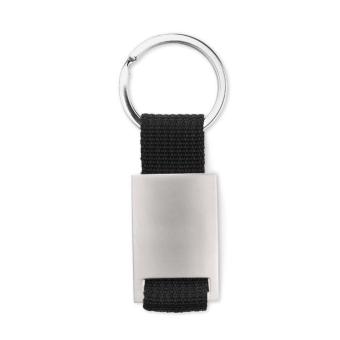 TECH Metal rectangular key ring Black