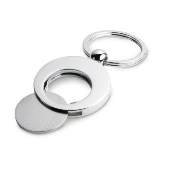 EURING Metal key ring with token Shiny silver