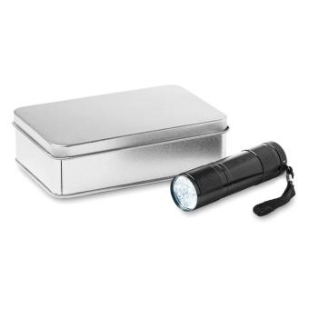 LED PLUS LED torch in tin box Black