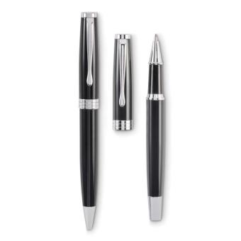 LYON SET Ball pen and roller set Black