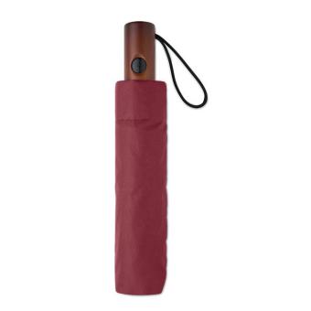 RAYNA FOLD 21" auto umbrella wood handle Burgundy
