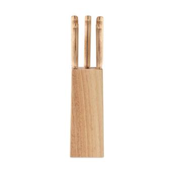 GOURMET 5 piece knife set in base Timber