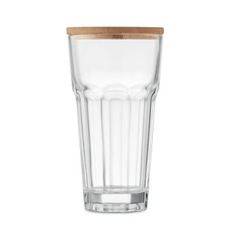 SEMPRE Trinkglas mit Bambusdeckel Transparent