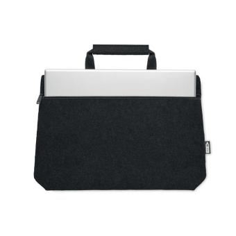 TAPLA RPET felt zippered laptop bag Black