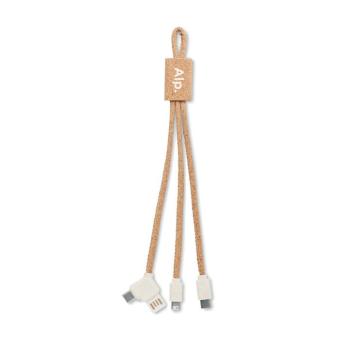 CABIE 3 in 1 charging cable in cork Fawn