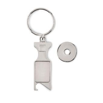 TOKEU Schlüsselring mit Münzhalter Silber matt