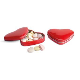 LOVEMINT Heart tin box with candies Red