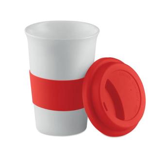 TRIBECA Ceramic mug w/ lid and sleeve Red