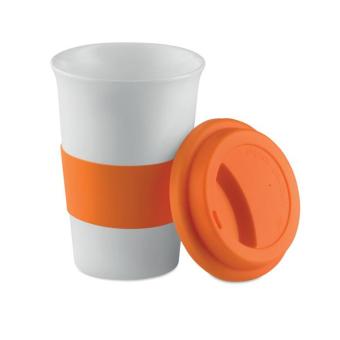 TRIBECA Ceramic mug w/ lid and sleeve Orange