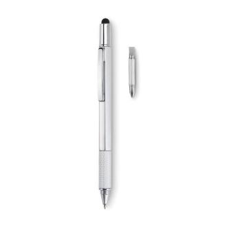 TOOLPEN Spirit level pen with ruler Flat silver