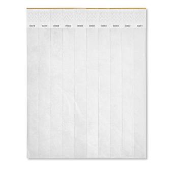  TYVEK One sheet of 10 wristbands White