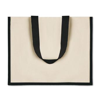 CAMPO DE FIORI Jute and canvas shopping bag Black