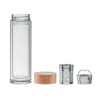 BATUMI GLASS Double wall glass bottle 400ml Transparent