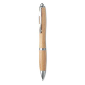 RIO BAMBOO Druckkugelschreiber ABS/Bambus Silber matt