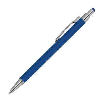 Metal ballpen with rubber coating and touch function Aztec blue