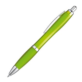Transparent ball pen with rubber grip Apple green