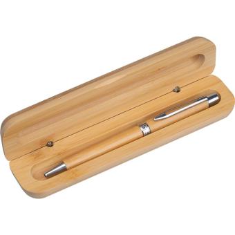 Bamboo pen with twist in bamboo case Fawn