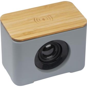 Bluetooth Lautsprecher mit integriertem Wireless Charger Grau