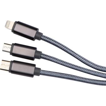 Extralong charging cable, USB, Micro-USB, C-Type and light Convoy grey