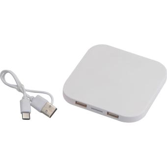 Wireless charger with 2 USB ports White