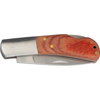 Folding knife with wooden handle Brown