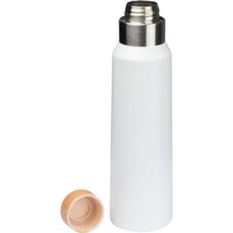 Thermos flask with wooden cap 500 ml White