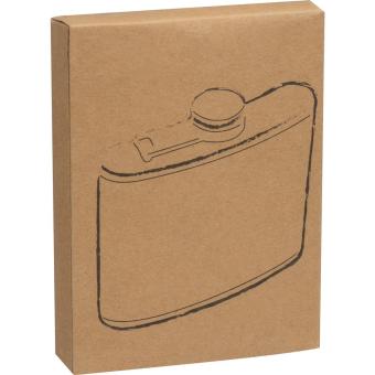 Stainless steel hip flask with wooden coating Brown