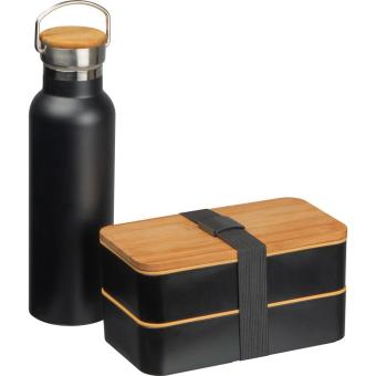 Lunch set vacuum flask & box Black