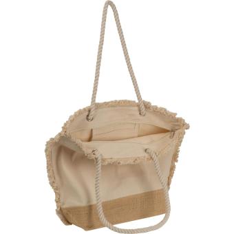 Oeko-Tex ® beach bag natural with jute bottom and cord Fawn