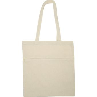 Cotton bag with closable front pocket White