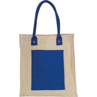 Canvas shopper with long handles Aztec blue