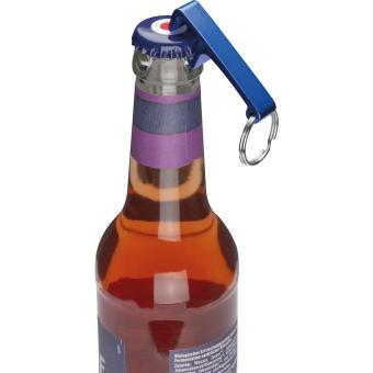 Metal keyring with bottle and can opener Aztec blue