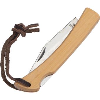Pocket knife with bamboo bowls and hanging loop Fawn