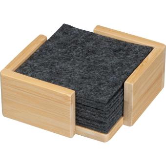 10 felt coasters in bamboo stand Anthracite